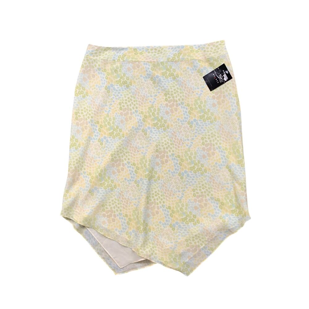 Axcess Skirt Womens 16 Multi Asymmetrical Hem Daisy Print Lined Side Zip Mini